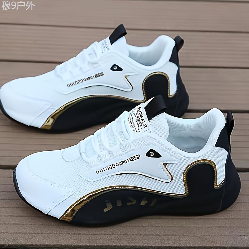 Comfy Breathable Men's Trendy Sneakers, Non Slip Lace Up Casual Shoes For Outdoor Activities Closed Training