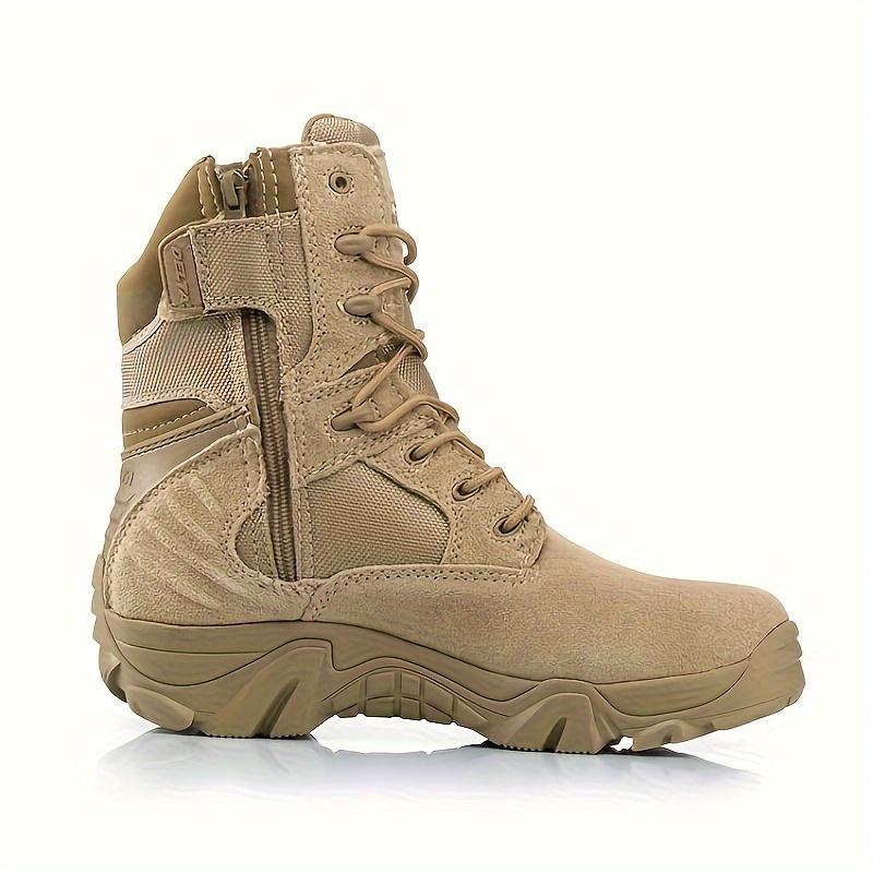 Men's Solid Colour High Top Boots, Comfy Non Slip Casual Durable Zip Up Shoes For Men's Outdoor Activities