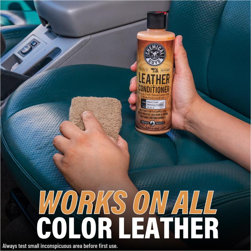 CHEMICAL GUYS Leather Conditioner - leather care, conditioner, restore and protect, rehydrate, prevent cracking, safe on car seats, handbags, shoes