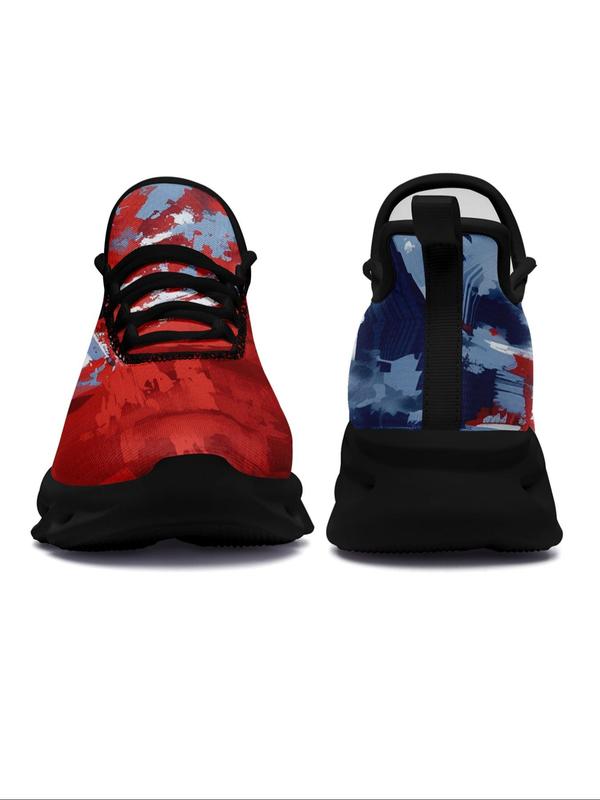 Men's Flag & Figure Print Lace Up Low Top Sneakers, Casual Comfortable Breathable Sports Running Shoes, Male All-match Round Toe Shoes for Daily Wear