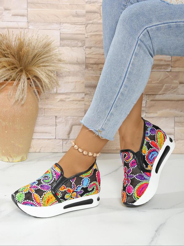 Women's Fashionable Colorblock Rhinestone Decorated Slip-on Sneakers, 2024 New Style Casual Comfortable Breathable Sports Shoes, Female All-match Round Toe Shoes for Daily Wear