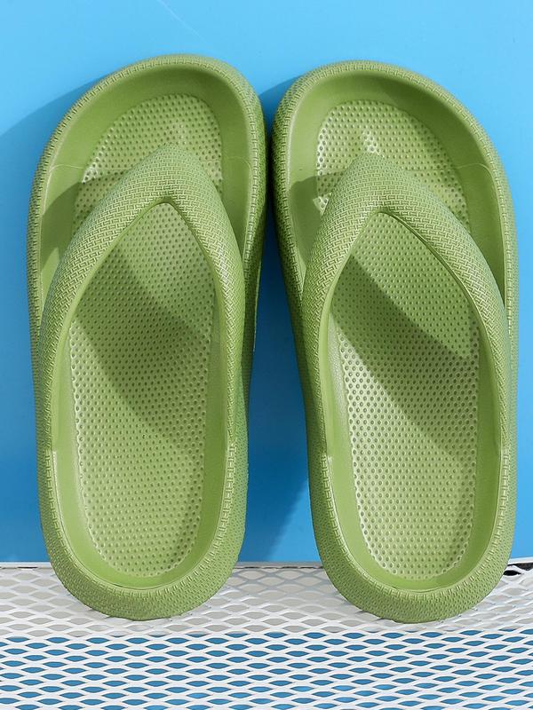 Summer 2024 Simple Plain Textured Thick Sole Non-slip Flip Flops Comfort Sandals, Casual Vacation Beach Walking Shoes for Beach Holiday Vacation, Indoor Home Slippers Footwear