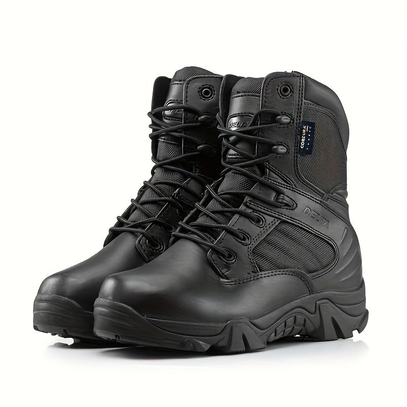 Men's Solid Colour High Top Boots, Comfy Non Slip Casual Durable Zip Up Shoes For Men's Outdoor Activities