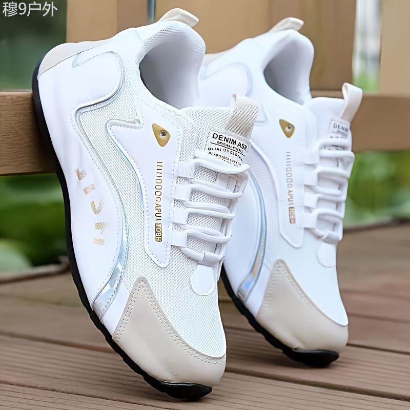 Comfy Breathable Men's Trendy Sneakers, Non Slip Lace Up Casual Shoes For Outdoor Activities Closed Training