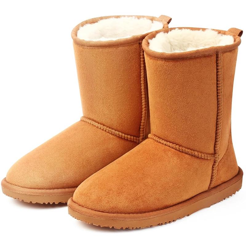 MUSSHOE Winter Mid-Calf Plush Fuzzy Boots for Women Snow Womens Ankle Furry Slip On Boots Suede Platform Boot Fall Fur Cozy booties Girl Footwear