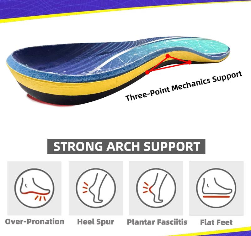 High Arch Support Insoles For shoes Pain Relief Orthotics 220+ lbs Heavy Duty Support Plantar Fasciitis Flat Feet Insert Work Boot Absorb Shock Footwear Comfort Insole high arch insoles jump higher