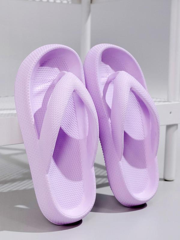 Summer 2024 Simple Plain Textured Thick Sole Non-slip Flip Flops Comfort Sandals, Casual Vacation Beach Walking Shoes for Beach Holiday Vacation, Indoor Home Slippers Footwear