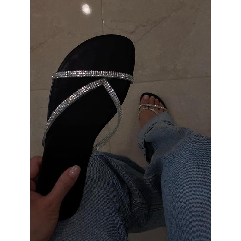 Isla Rhinestone Flat Sandal