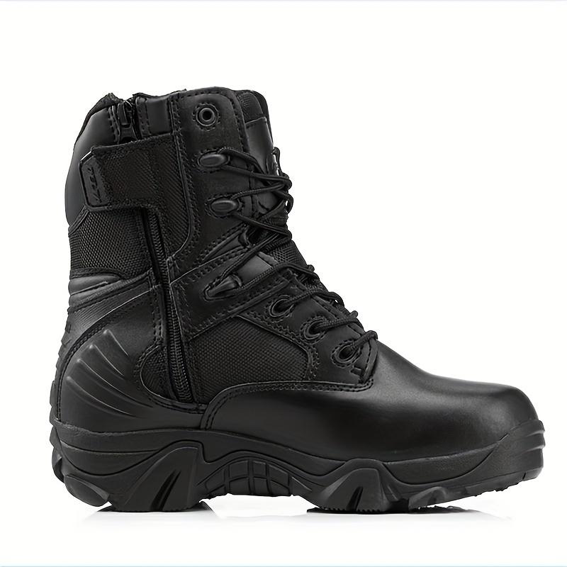 Men's Solid Colour High Top Boots, Comfy Non Slip Casual Durable Zip Up Shoes For Men's Outdoor Activities