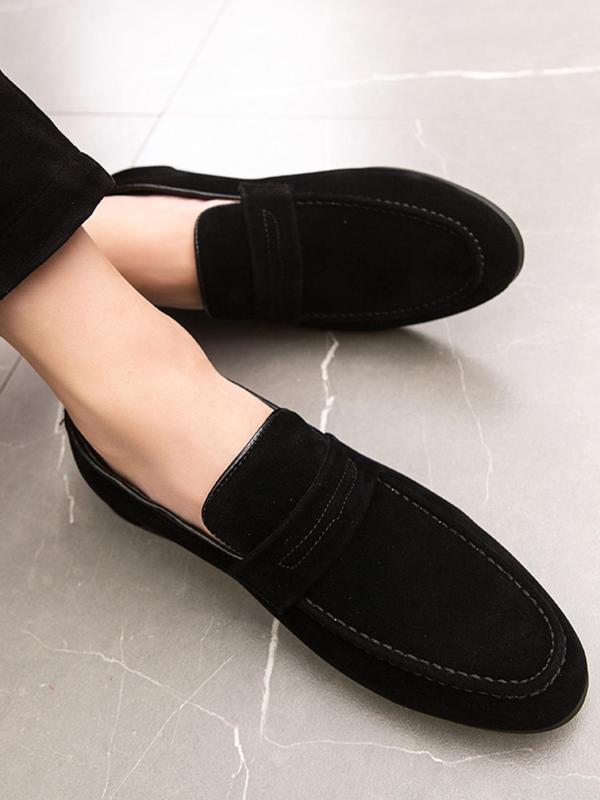 Men's Minimalist Solid Color Belted Design Slip-on Loafers, Casual Comfortable Flat Shoes for Daily Wear, Fashion Shoes for Party, Daily Clothing Decor