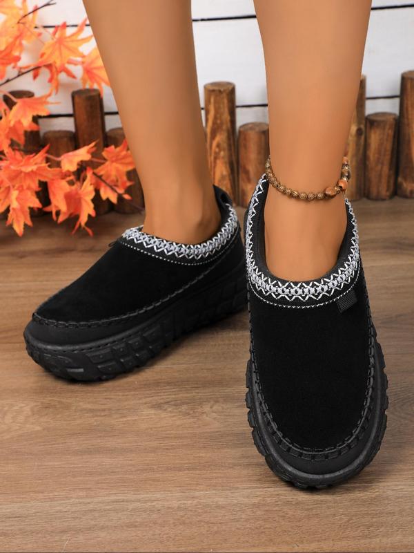 Women's Solid Color Fluffy Lined Slippers, Casual Soft Comfortable Non-slip Home Slippers, Warm Slippers for Indoor & Outdoor Use for Fall & Winter