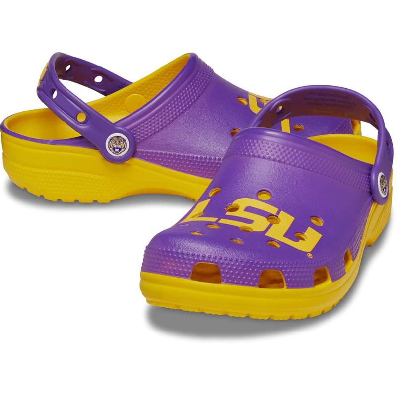 Crocs Unisex Adult LSU Tigers Classic Clogs, Collegiate Football Fan Gear