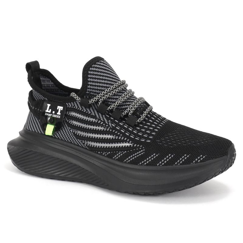 Men's Black Thick-Soled Sports Trainers - Stylish and Comfortable Sneaker for Training Athletic Sports Shoes