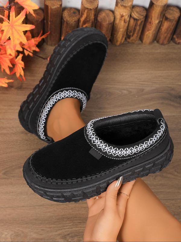 Women's Solid Color Fluffy Lined Slippers, Casual Soft Comfortable Non-slip Home Slippers, Warm Slippers for Indoor & Outdoor Use for Fall & Winter