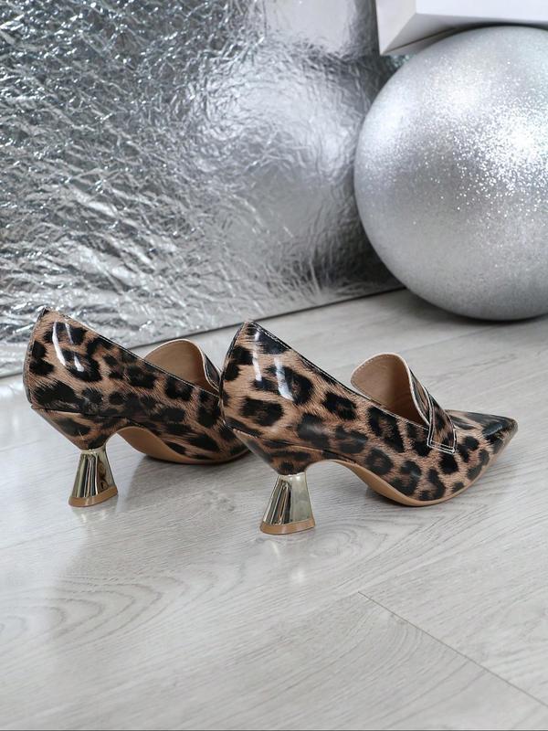 Women's Fashion Leopard Print Slip on Pumps, Elegant Pointed Toe High Heel Shoes for Party, Daily Clothing Decor for Women & Girls