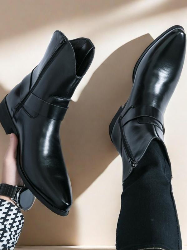 Men's Fashionable Plain Color Ankle Boots, Casual Comfortable Pointed Toe Boots for Daily Wear, Business Style Boots for Party, Daily Clothing Decor