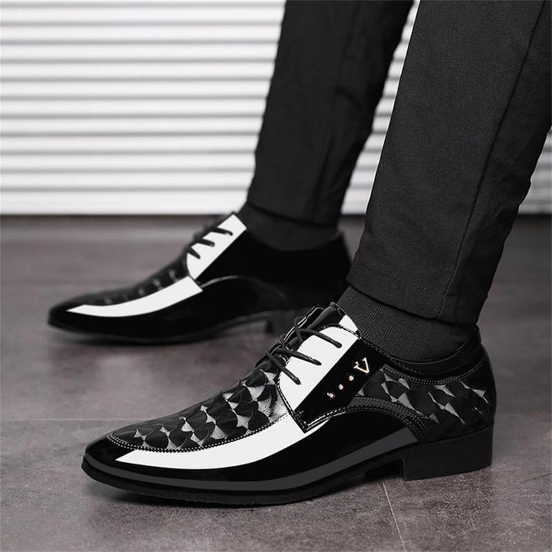 Men's Oxford Shoes Moire PatternFormal Business Dress Shoes Lace up Italy Modern Suit Tuxedo Shoes for Men