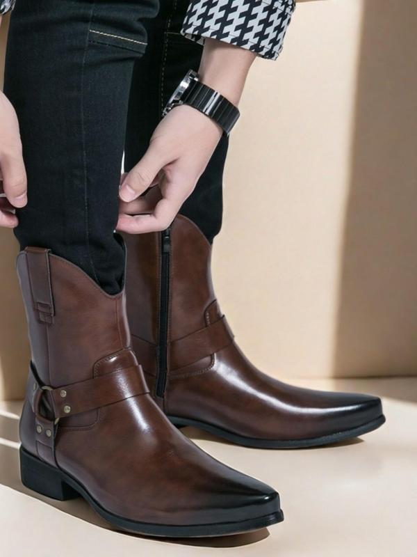 Men's Fashionable Plain Color Ankle Boots, Casual Comfortable Pointed Toe Boots for Daily Wear, Business Style Boots for Party, Daily Clothing Decor