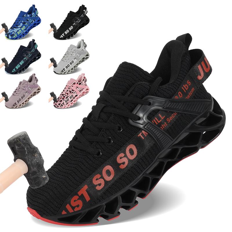 Steel Toe Indestructible Shoes Men Women Lightweight Puncture Resistant Safety Work Shoes Sneakers for Construction Working Breathable Closed Footwear