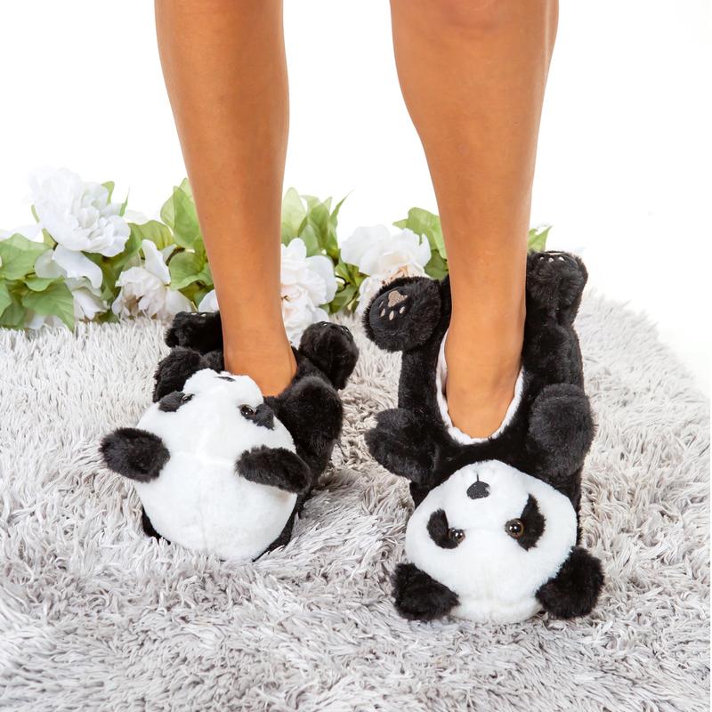 Women's Fuzzy Funny Panda Novelty Anti-Skid Slippers, Fun Animal Indoor Slippers