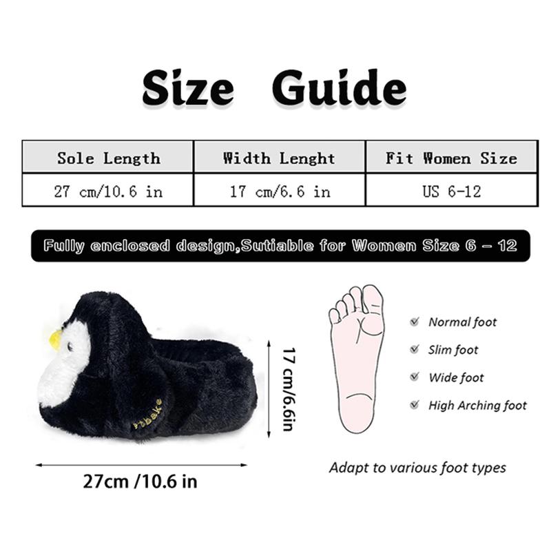 penguin Cotton Shoes Cartoo FuzzySlippers Women Autumn Winter SoftPlush Flat Slide shoes Gir Footwear