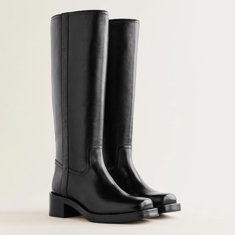 Women's Knee High Boots Chunky Heel Square Toe Riding Boots Pull On Heeled Boots Dress Tall Boots